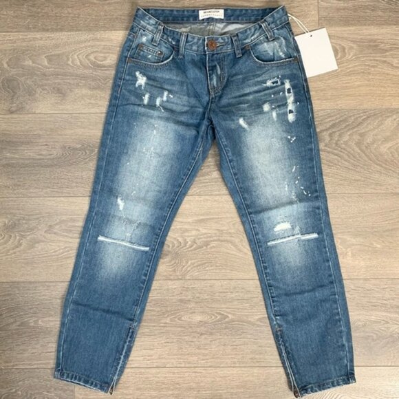Free People One Teaspoon Freebirds Skinny Jeans Distressed Zip Ankle low rise - Picture 5 of 16